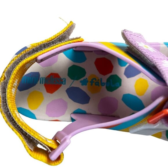 Mini Melissa Fabula Girls Ping Pong Sandals Size 4 - Picture 3 of 5